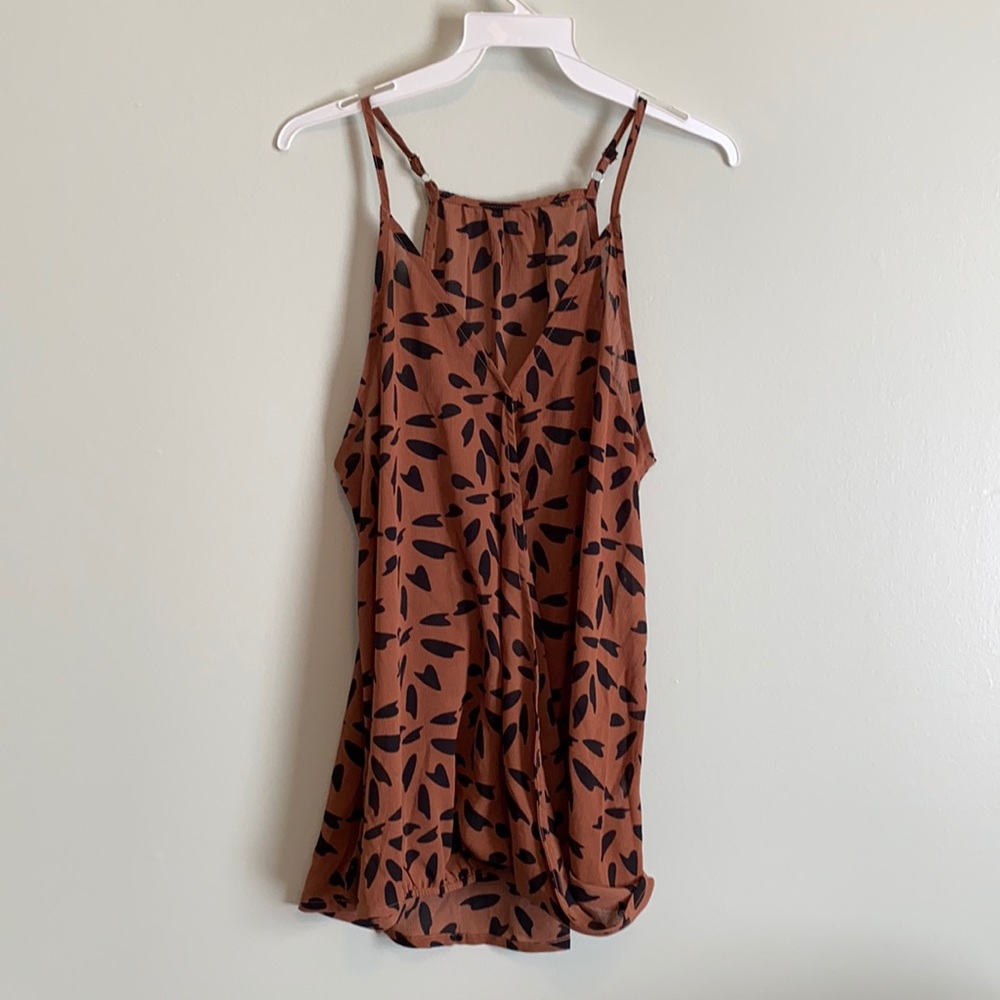 Gently worn brown and black sheer bubble tank